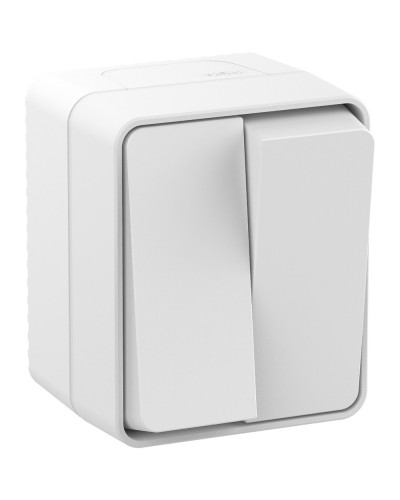 AtlasDesign PROFI54 выключатель 2-клавишный, открытой установки, белый (ATN540151). Выключатель. Systeme Electric в Санкт-Петербурге