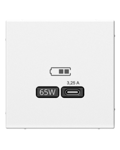 ArtGallery розетка USB тип-С 65Вт высокоскоростной заряд. QC, PD, скрытой установки, механизм, белый (GAL000127). Розетка USB. Systeme Electric в Санкт-Петербурге