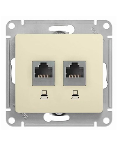 Glossa розетка RJ11+RJ45, 2-местная, кат. 5Е, скрытой установки, механизм, бежевый (GSL000285). Розетка компьютерная + телефонная. Systeme Electric в Санкт-Петербурге