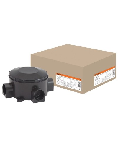 Распаячная коробка ОП D80х35мм, IP42, 3-х рожковая, черная TDM (SQ1401-4044). Распаячная коробка ОП. TDM ЕLECTRIC в Санкт-Петербурге