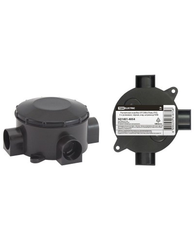 Распаячная коробка ОП D80х35мм, IP42, 3-х рожковая, черная TDM (SQ1401-4054). Распаячная коробка ОП. TDM ЕLECTRIC в Санкт-Петербурге