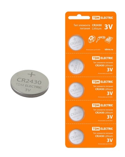 CR2430 Lithium 3V BP-5 TDM (SQ1702-0030). Элемент питания. TDM ЕLECTRIC в Санкт-Петербурге