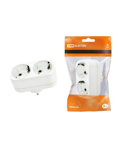 Блок на 2 гнезда 2П+З плоский 16А 250B TDM (SQ1806-0026). Розетка. TDM ЕLECTRIC в Санкт-Петербурге