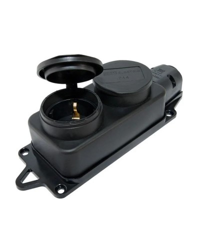 Розетка двухместная 2Р+РЕ 16А 250В IP44 (SQ0612-0010). Розетка двухместная с заглушками каучук. TDM ЕLECTRIC в Санкт-Петербурге
