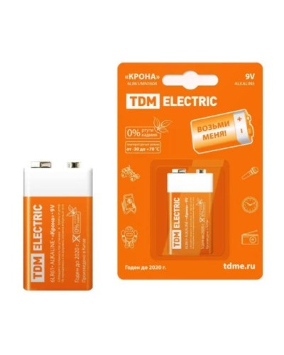 6LR61 Крона 9V BP-1 TDM (SQ1702-0013). Элемент питания. TDM ЕLECTRIC в Санкт-Петербурге