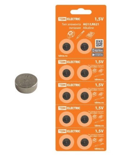 AG1/LR621 Alkaline 1,5V BP-10 TDM (SQ1702-0045). Элемент питания. TDM ЕLECTRIC в Санкт-Петербурге