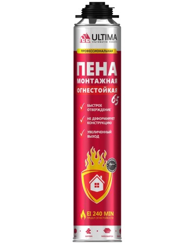 Пена огнестойкая ULTIMA PRO 65, 850 мл. Пена монтажная профессиональная. ULTIMA в Санкт-Петербурге