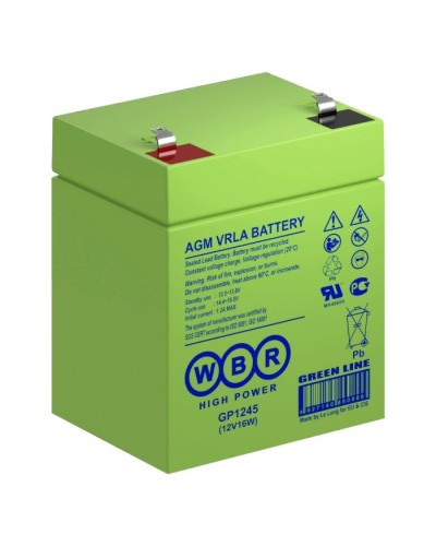 WBR GP1245 (12V16W). Аккумулятор герметичный свинцово-кислотный. WBR в Санкт-Петербурге