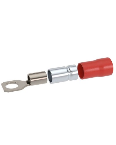 Наконечник НКИ 0,25-1,5 М6 (D6,4мм) с отверстием под винт (100 шт) (2A6P-DS-PVC). Наконечник с отверстием под винт и изолированным фланцем ПВХ, двойная гильза. ДКС в Санкт-Петербурге