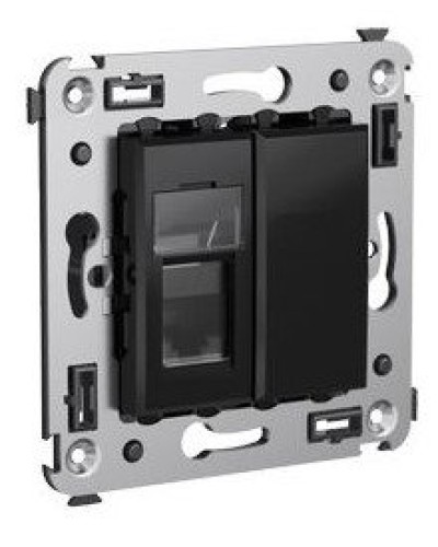 Розетка RJ-45 в стену Avanti одинарная черный квадрат (4402463). Розетка компьютерная. ДКС в Санкт-Петербурге