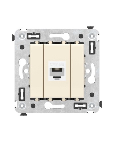Розетка RJ-45 в стену, кат.5E, Avanti, одинарная, ванильная дымка (4405663). Розетка компьютерная. ДКС в Санкт-Петербурге