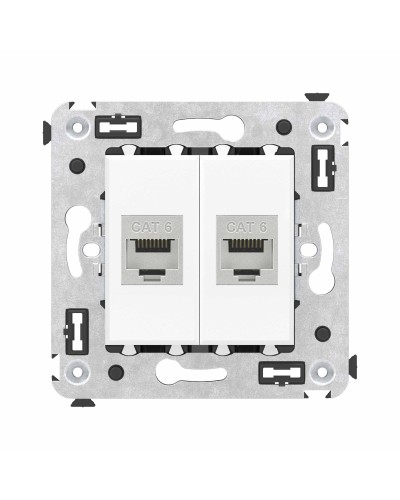 Розетка RJ-45 в стену, кат.6E, Avanti, двойная, белое облако (4400794). Розетка компьютерная модульная. ДКС в Санкт-Петербурге