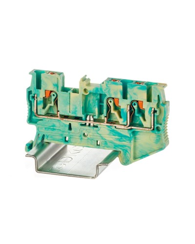 Клемма заземления, 3 точки подключения, 2.5 кв.мм (VPR-2.5-TWIN-PE-YG). Клемма заземления, зажим push-in. ДКС в Санкт-Петербурге
