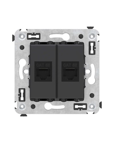 Розетка RJ-45 в стену, кат.5E, Avanti, двойная, черный матовый (4412664). Розетка компьютерная. ДКС в Санкт-Петербурге