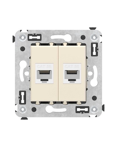 Розетка RJ-45 в стену, кат.5E, Avanti, двойная, ванильная дымка (4405664). Розетка компьютерная. ДКС в Санкт-Петербурге