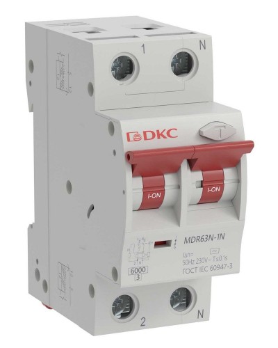 YON max MDR, 1P+N, 30mA, 16A, 6kA, А (MDR63N-1N2C16-A). Автоматический выключатель дифференциального тока. ДКС в Санкт-Петербурге