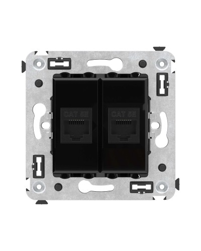 Розетка RJ-45 в стену, кат.5E, Avanti, двойная, черный квадрат (4402664). Розетка компьютерная. ДКС в Санкт-Петербурге