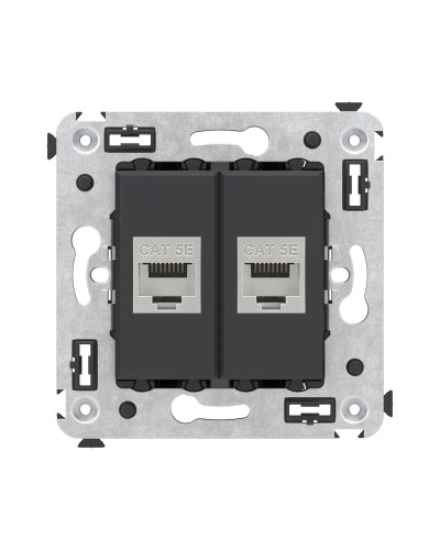 Розетка RJ-45 в стену, кат.6E, Avanti, двойная, черная матовая (4412764). Розетка компьютерная. ДКС в Санкт-Петербурге