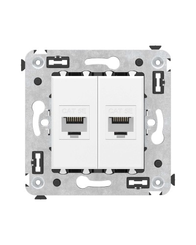 Розетка RJ-45 в стену, кат.5E, Avanti, двойная, белое облако (4400664). Розетка компьютерная. ДКС в Санкт-Петербурге