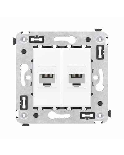 Розетка RJ-45 в стену, кат.6E, Avanti, двойная, белое облако (4400694). Розетка компьютерная. ДКС в Санкт-Петербурге