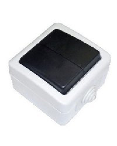 Переключатель двухклавишный 2-полюсный с 2 мест EF602SA, серый, LK Aqua (80006). Переключатель. Экопласт в Санкт-Петербурге