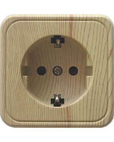 Розетка одинарная открытой установки с з/к, сосна, LK Standard (813225). Розетка с заземляющими контактами и защитными шторками. Экопласт в Санкт-Петербурге