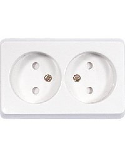 Розетка двойная открытой установки без з/к, белый, LK Standard (813604). Розетка без заземляющих контактов с защитными шторками. Экопласт в Санкт-Петербурге