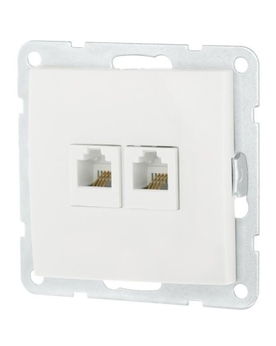 Розетка телефонная двойная 2xRJ-12 с накладкой, белый LK60 (865604-1). Розетка телефонная. Экопласт в Санкт-Петербурге