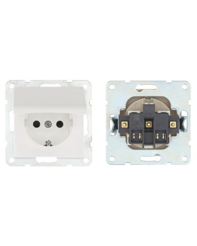 Розетка с з/к, шторками и крышкой, белый LK80 (843404-1). Розетка. Экопласт в Санкт-Петербурге