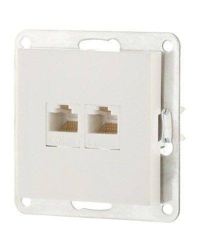 Розетка 2xRJ-45 кат.5е с накладкой, белый LK80 (846204-1). Розетка компьютерная двойная. Экопласт в Санкт-Петербурге