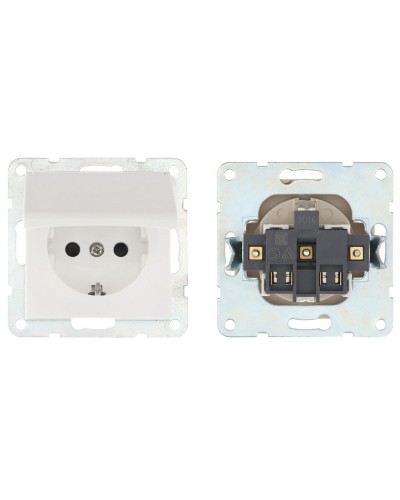 Розетка с з/к, шторками и крышкой, белый LK60 (863404-1). Розетка. Экопласт в Санкт-Петербурге