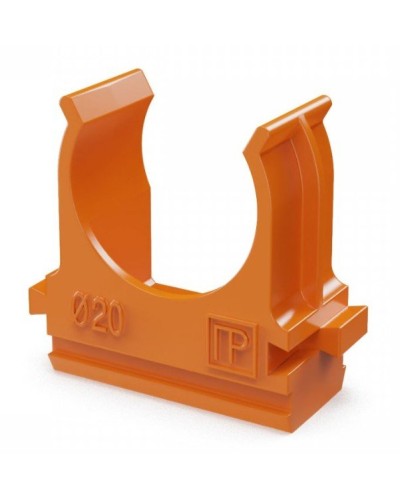 Крепёж-клипса для труб АБС-пластик оранжевая D20 (100 шт) (PR13.0064). Крепление для труб ПВХ. Промрукав в Санкт-Петербурге