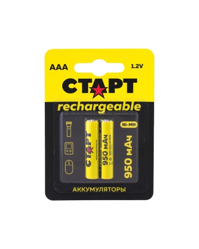 СТАРТ HR03 (AAA, 950mah), упак. 2 шт. БЛИСТЕР. Перезаряжаемые аккумуляторы. СТАРТ в Санкт-Петербурге
