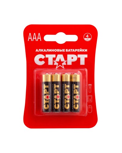 СТАРТ LR03-BL4 (1,5 В, AAA, LR03), упак. 4 шт. БЛИСТЕР. Алкалиновые батарейки. СТАРТ в Санкт-Петербурге