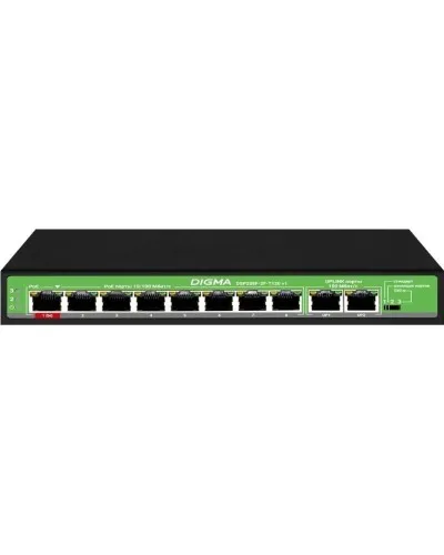 DSP208F-2F-T120 DSP208F-2F-T120 V1 (L2) 10х100Мбит/с 8PoE 8PoE+ 120W. Коммутатор с питанием по PoE. Digma в Санкт-Петербурге