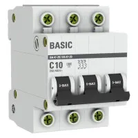 Автоматический выключатель 3P 10А (C) 4,5кА ВА 47-29 Basic (mcb4729-3-10C). Автоматический выключатель. EKF