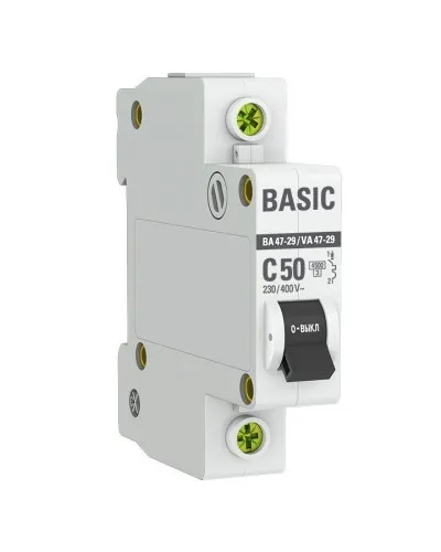 Автоматический выключатель 1P 50А (C) 4,5кА ВА 47-29 Basic (mcb4729-1-50C). Автоматический выключатель. EKF в Санкт-Петербурге