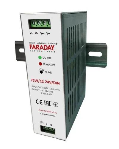 75W/12-24V/DIN. Блок питания. FARADAY в Санкт-Петербурге
