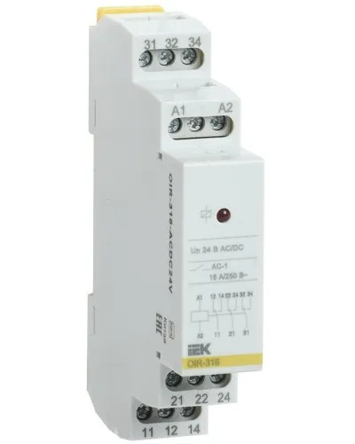Реле промежуточное модульное OIR 3 контакта 16А 24В AC/DC (OIR-316-ACDC24V). Реле промежуточное модульное. IEK в Санкт-Петербурге