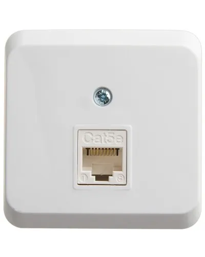 Этюд розетка RJ45 1-местная, кат. 5Е, открытой установки, белый (KOMA-001B). Розетка компьютерная. Systeme Electric в Санкт-Петербурге