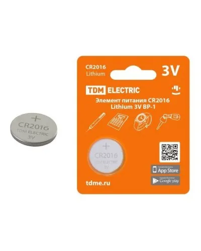 CR2016 Lithium 3V BP-1 TDM (SQ1702-0097). Элемент питания. TDM ЕLECTRIC в Санкт-Петербурге