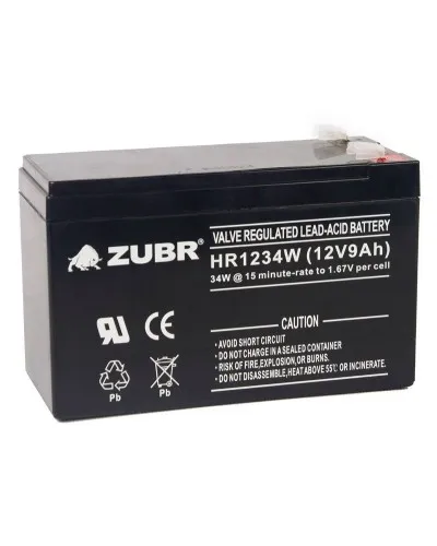 ZUBR HR 1234W (12V, 9Ah). Аккумулятор герметичный свинцово-кислотный. ZUBR в Санкт-Петербурге