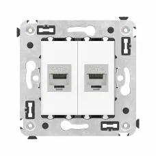 Розетка RJ-45 в стену, кат.6E, Avanti, двойная, белое облако (4400794). Розетка компьютерная модульная. ДКС
