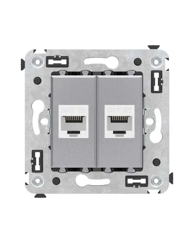Розетка RJ-45 в стену, кат.5E, Avanti, двойная, закаленная сталь (4404664). Розетка компьютерная. ДКС в Санкт-Петербурге