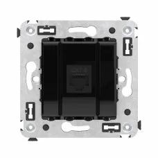Розетка RJ-45 в стену, кат.6E, Avanti, одинарная, черный квадрат (4402693). Розетка компьютерная. ДКС