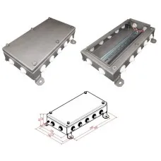 КМ IP55-1530, 14 вводов, нержавейка. Коробка монтажная электротехническая. Гефест